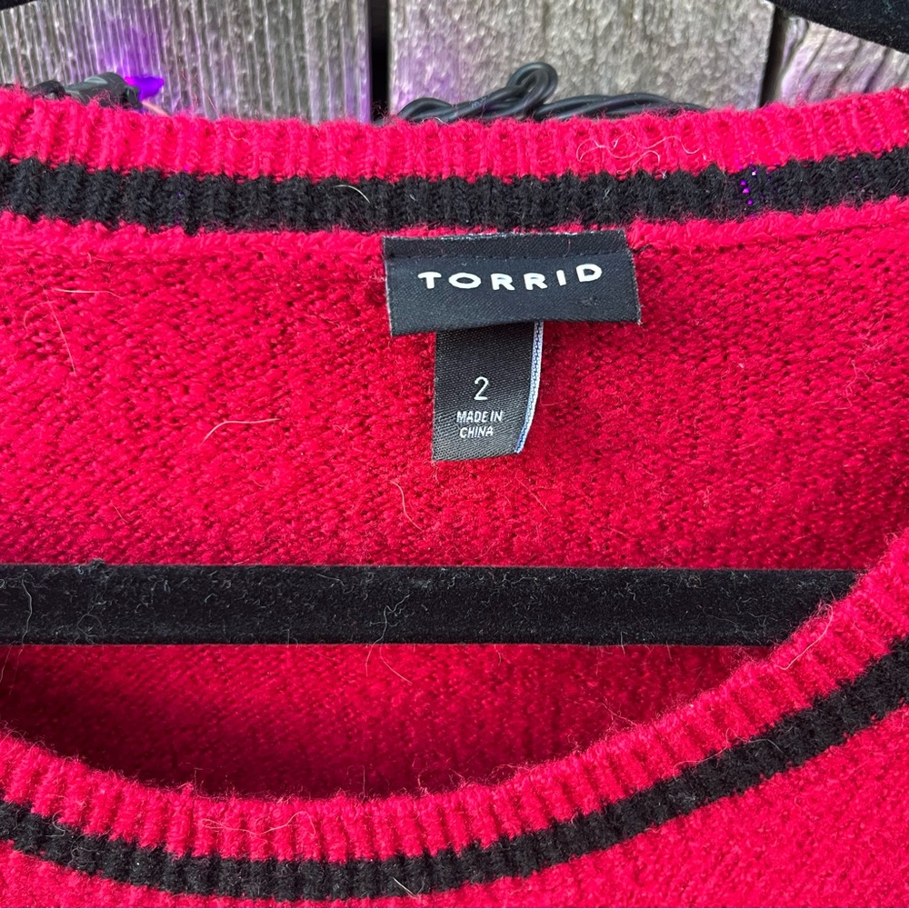 Red Christmas Tuxedo Cat Sweater 2x - Picture 5 of 7